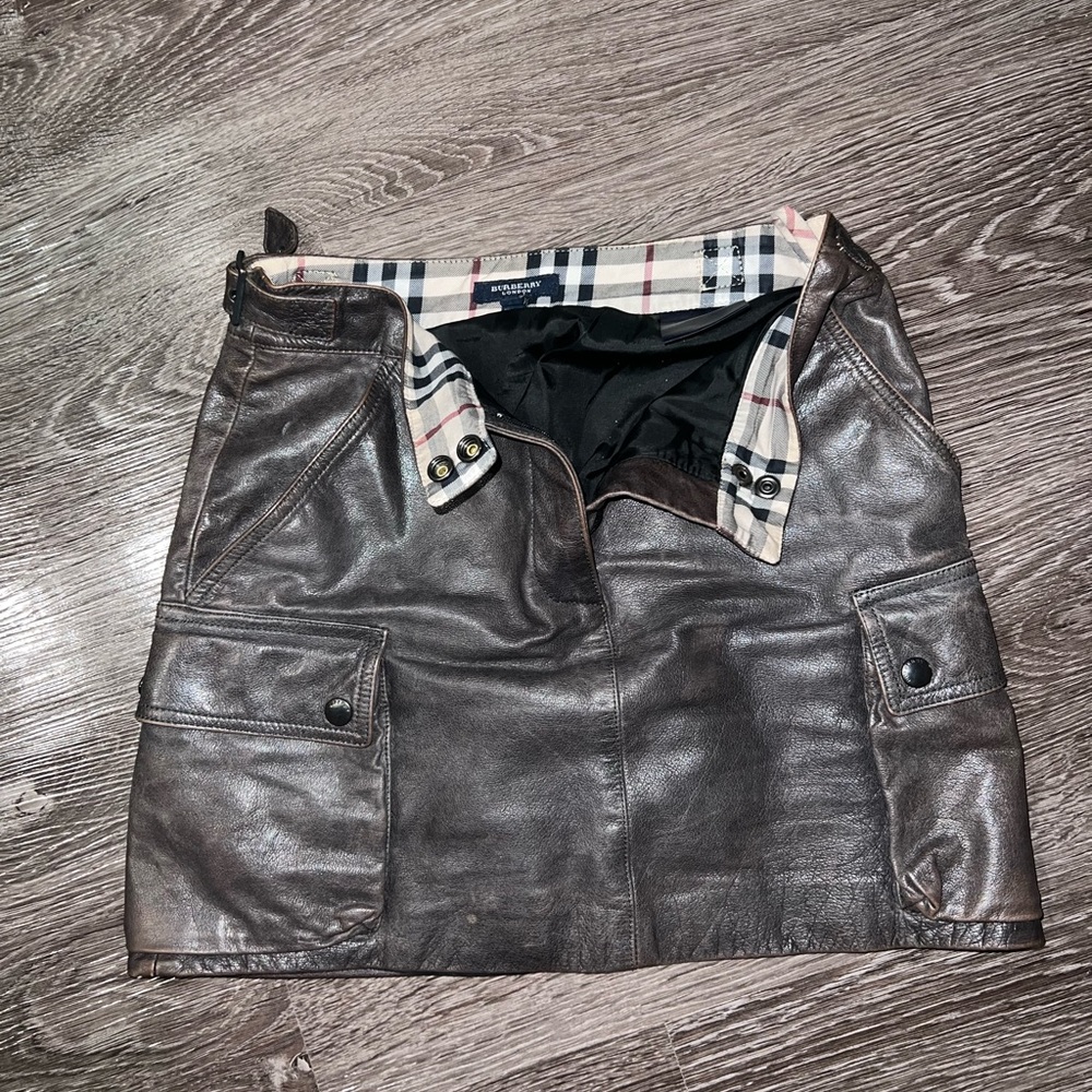Leather Burberry mini skirt